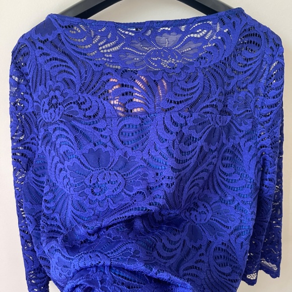 Royal Blue Lace Top with 3/4 Sleeves - Picture 6 of 10